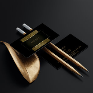 Cartão De Visita Encanto Dourado preto geométrico conceptual míni