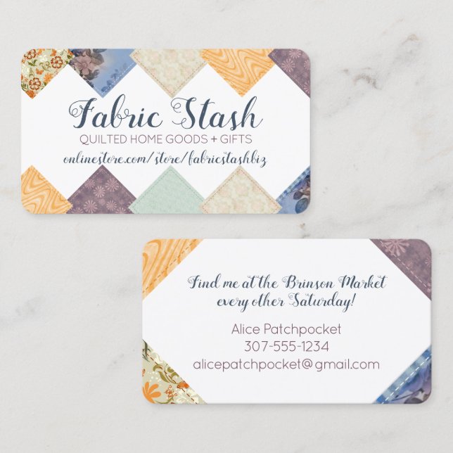 Cartão De Visita Encerramento de tecidos de costura artesanatos  (Frente/Verso)