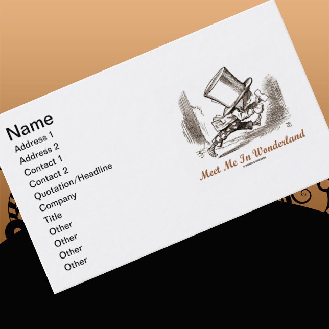 Cartão De Visita Encontre-Me Em Wonderland (Mad Hatter Running) (Let your wry Wonderland attitude shine the next time you  introduce yourself with this biz card)