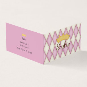 Cartão De Visita Encontro de Princesa Personalizado Pink Harlequin
