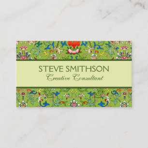 Cartão De Visita Enfeite Chinês Vintage Owen Jones Floral Verde