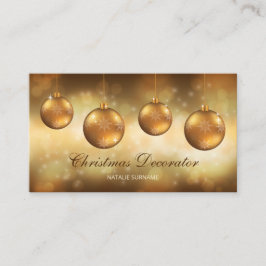 Cartão De Visita Enfeites de Natal Amarelo Dourado em Bokeh Amarelo