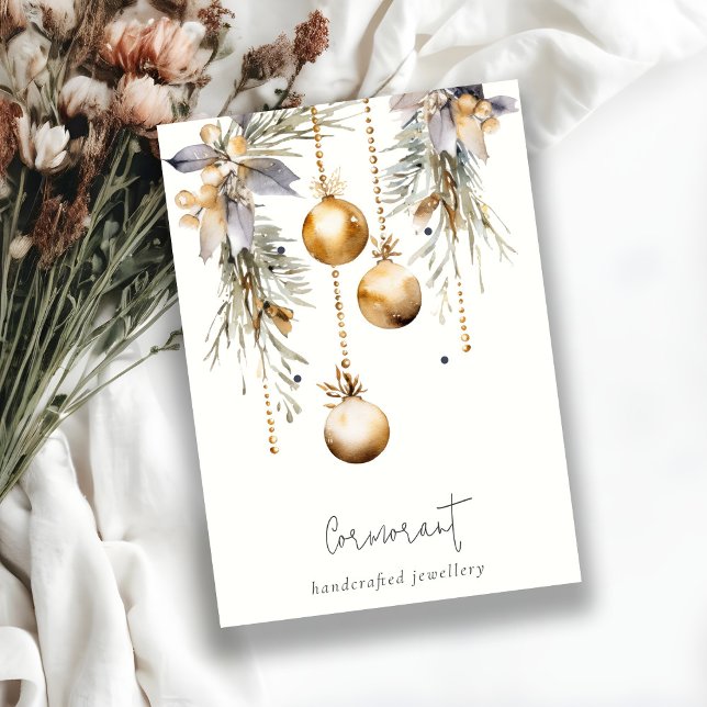 Cartão De Visita Enfeites de natal Dourados 2 Gravação (Criador carregado)