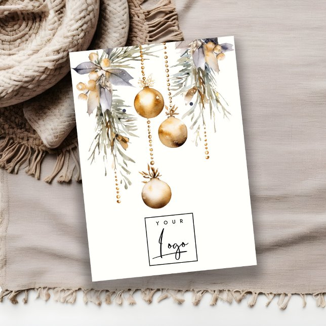 Cartão De Visita Enfeites de natal Dourados Titular do Estojo do Lo (Criador carregado)