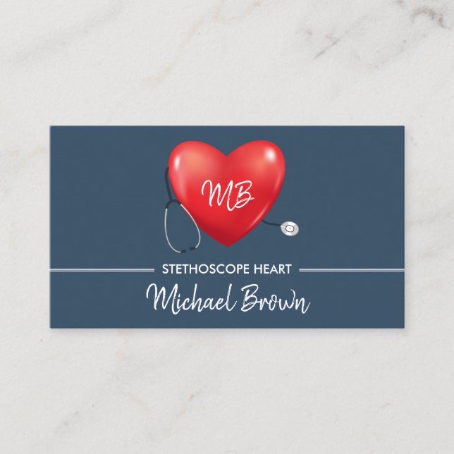 Cartão De Visita Enfermeira cardíaca estetoscópica Médica Saúde (Frente)
