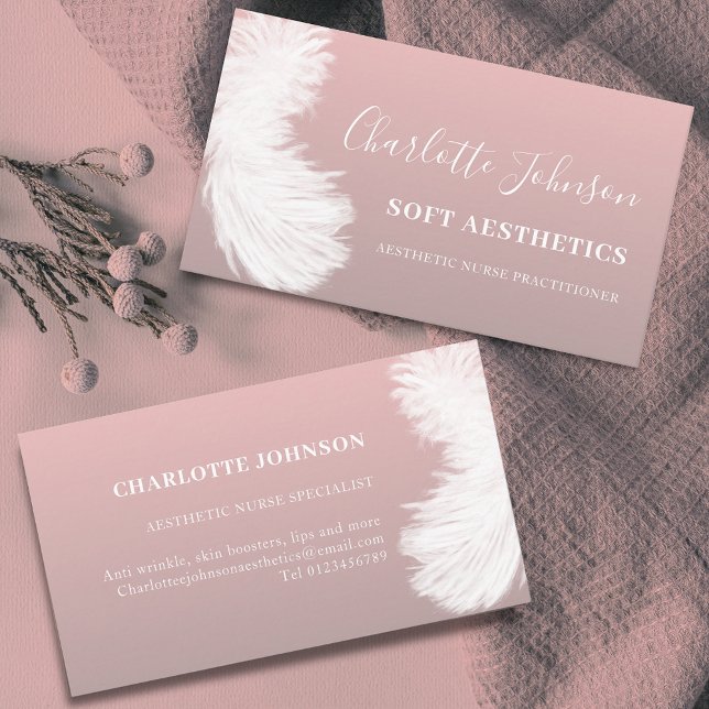 Cartão De Visita Enfermeira de estética cutânea rosa (Modern Stylish nurse aesthetics skincare dusty rose pink Business card)