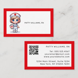 Cartão De Visita Enfermeira de manga bonita com código QR de cabelo
