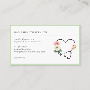 Cartão De Visita Enfermeira de Saúde Doméstica Stethoscope Floral