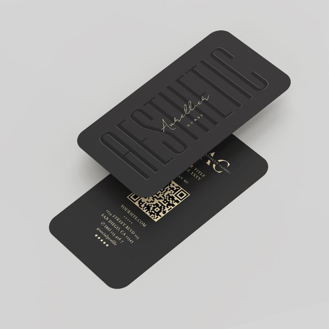 Cartão De Visita Enfermeira Negra Negra Negra Negra (Professional Monogram Aesthetic Nurse Black Gold Business Card
)