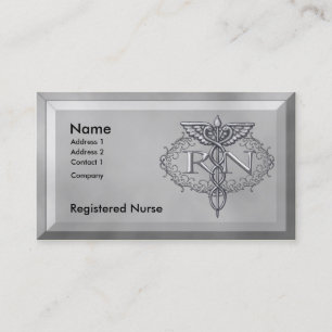 Cartão De Visita Enfermeiro Oval Silver Caduceus RN