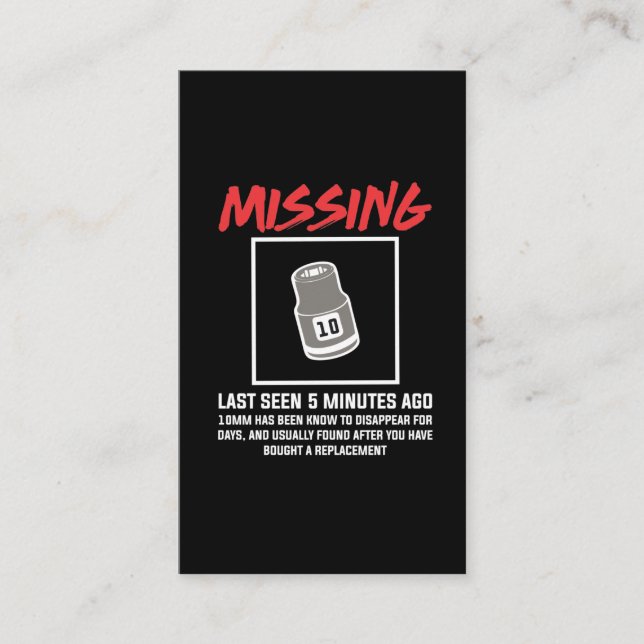 Cartão De Visita Engenharia mecânica de soquete de 10 mm engraçada (Frente)