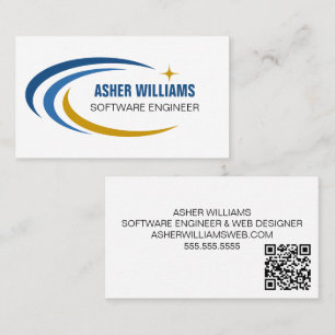 Cartão De Visita Engenheiro de Software Cósmico Código QR de TI