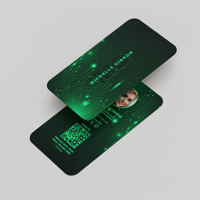 Cartão De Visita Engenheiro de software monograma moderno Neon Verd (Monogram Software Engineer Modern Neon Green Business Card
)