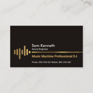Cartão De Visita Engenheiro de som Dourado de onda elétrica minima