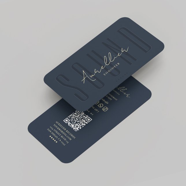 Cartão De Visita Engenheiro de som moderno Áudio profissional Azul  (Modern Sound Engineer Audio Professional Dark Blue Business Card
)