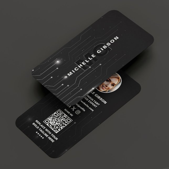 Cartão De Visita Engenheiro para desenvolvedores de software Black  (Software Developer Engineer Black Silver Modern Business Card
)