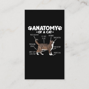 Cartão De Visita Engraçado Anatomia de um Gatinho de gato, dono de