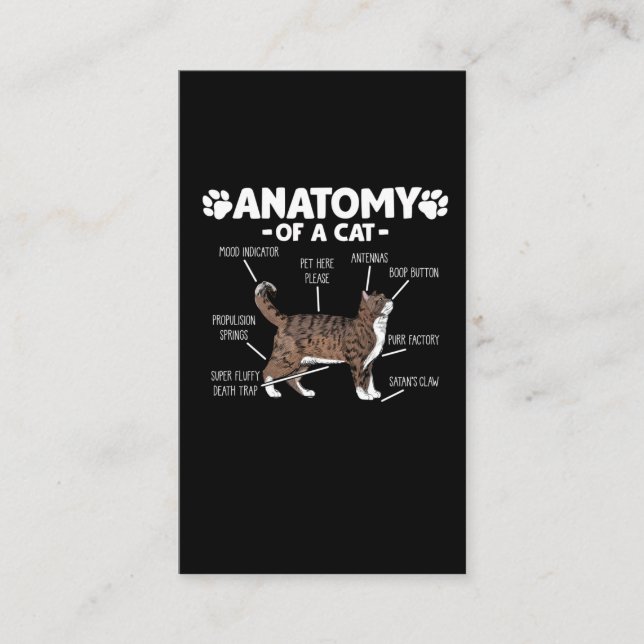 Cartão De Visita Engraçado Anatomia de um Gatinho de gato, dono de  (Frente)