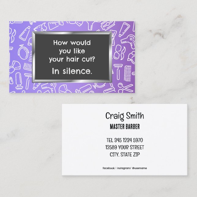 Cartão De Visita Engraçado 💇 Barber (Frente/Verso)
