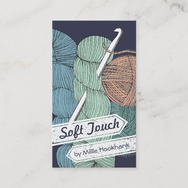 Cartão De Visita Entregue o gancho de crochet torcido tirado do (Frente)