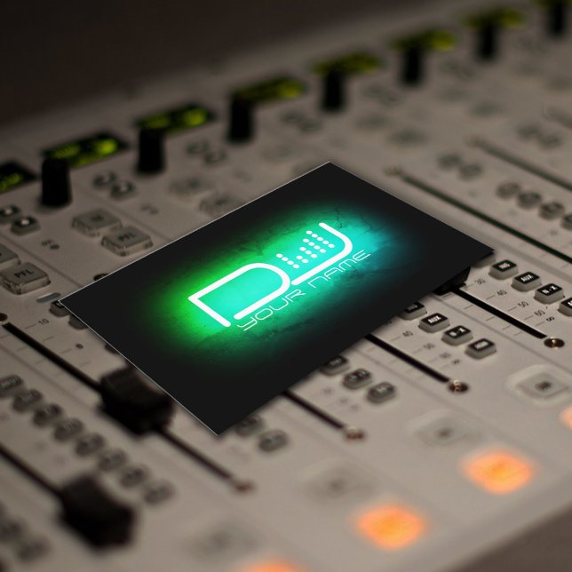 Cartão De Visita Equalizador DJ de luz clara Faux neon (Criador carregado)
