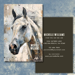 Cartão De Visita Equestre Moderno – Design de Cavalo Cinza Abstrato