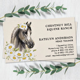 Cartão De Visita Equídeo Equestre Elegante Personalizado Floral