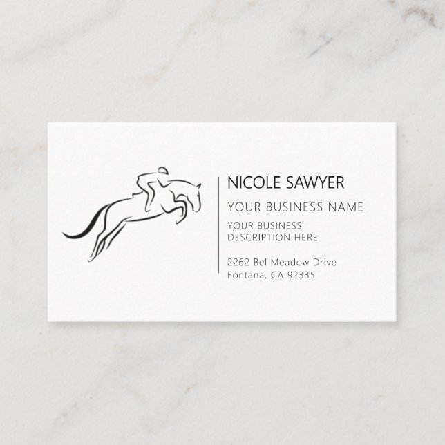 Cartão De Visita Equídeos Equestres de Formação de Cavalos Equestre (Frente)