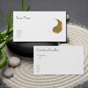 Cartão De Visita Equilíbrio oriental - grunge dourado&branco