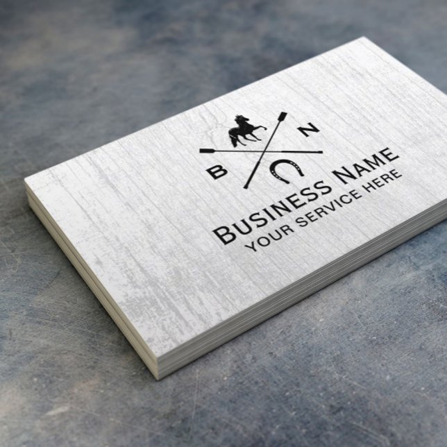 Cartão De Visita Equine Horseback Riding Equestrian Rustic Wooden (Criador carregado)
