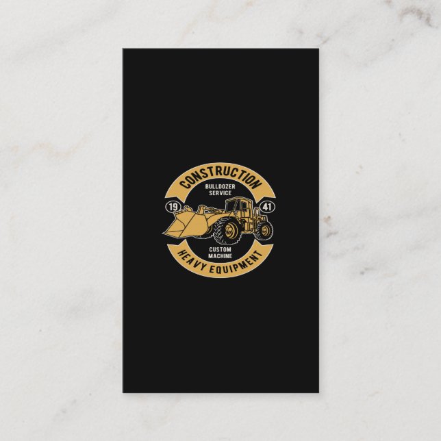 Cartão De Visita equipamento pesado para construção de escavadoras (Frente)