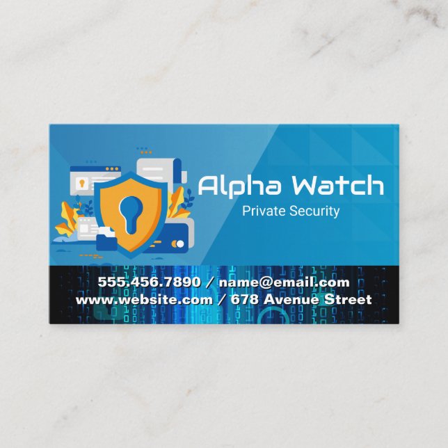 Cartão De Visita Equipe de segurança | Codificação cibernética | Te (Frente)