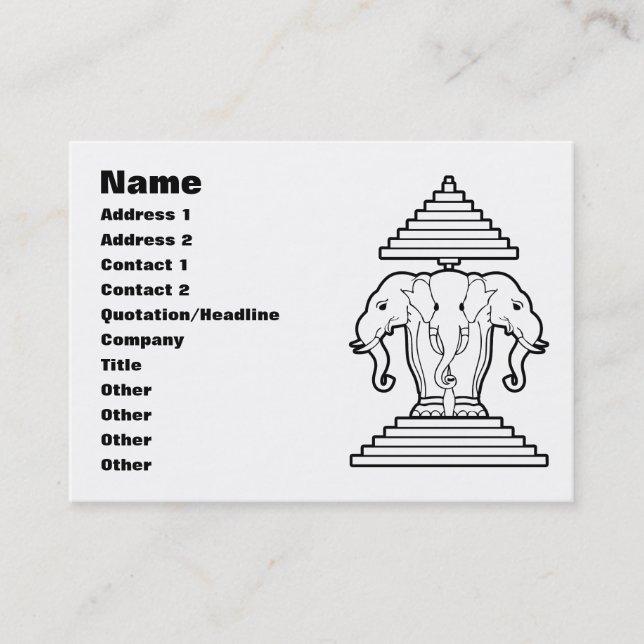 Cartão De Visita Erawan três dirigiu o Lao do elefante/bandeira de (Frente)