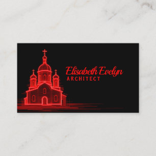 Cartão De Visita Esboço da Igreja Ortodoxa Russa sobre Fundo Preto