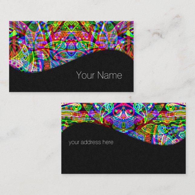 Cartão De Visita Esboço de arte fantástica - Abstrato Neon Shift 3 (Frente/Verso)