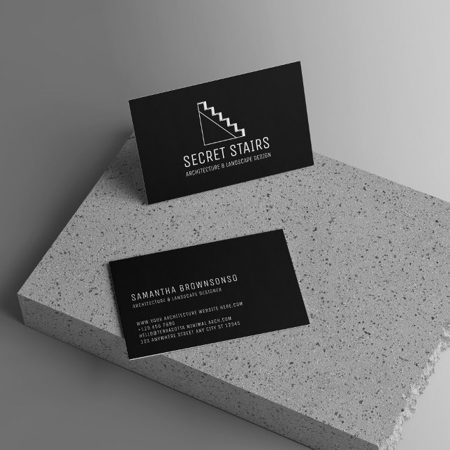 Cartão De Visita Escada Triangular de Arquitetura Preta (Black Architecture Stairs Triangle Ladder Business Card)
