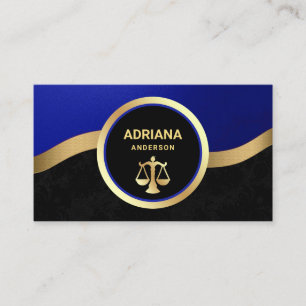 Cartão De Visita Escala de Justiça de Advogado Azul Real Ouro
