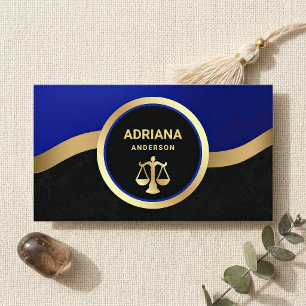 Cartão De Visita Escala de Justiça de Advogado Azul Real Ouro