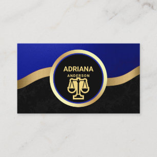 Cartão De Visita Escala de Justiça de Advogado Azul Real Ouro