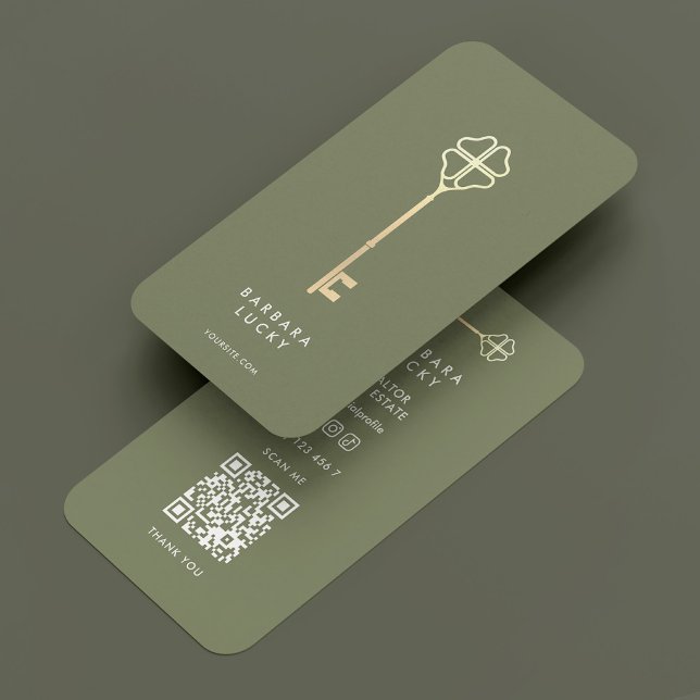 Cartão De Visita Escala Mínima do Imobilizador Hipotecário (Mortgage Realtor Key Real Estate Minimal Sage Business Card
)