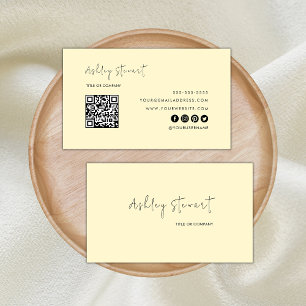 Cartão De Visita Escala Profissional de Código Qr de Script Minimal