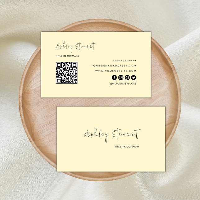 Cartão De Visita Escala Profissional de Código Qr de Script Minimal (Criador carregado)