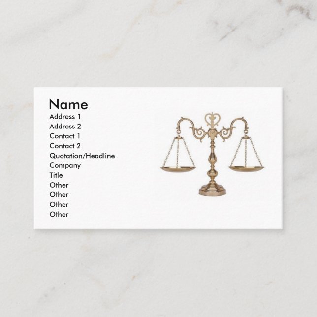 Cartão De Visita Escalas de Justiça - Ornamentado (Frente)