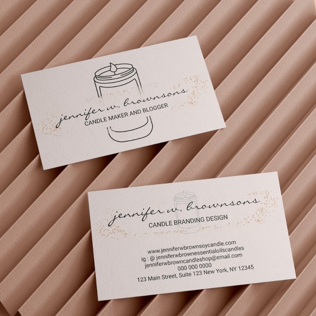 Cartão De Visita Escamuflar Vela de soja simples, elegante e rosa (Blush Pink elegant simple soy candle Business Card)