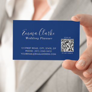 Cartão de Visita Escaneável Azul Royal Minimalista