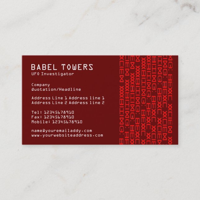 Cartão De Visita Escrevendo Alienígena real - Castanho (Frente)