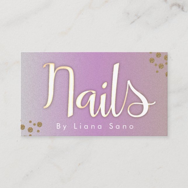 Cartão De Visita Escrita Brilhante do Artista Nail e Sal Fotográfic (Frente)