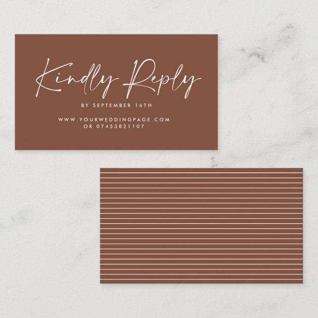 Cartão De Visita Escrita caseira, moderna resposta elegante natural (Frente/Verso)