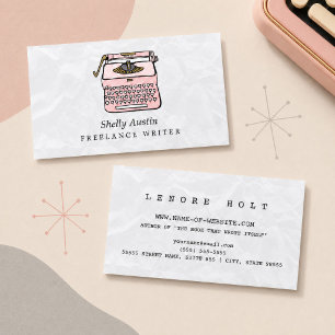 Cartão De Visita Escritor De Ficção Girly Com Máquina De Digitaliza