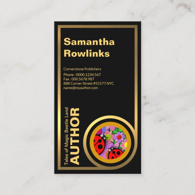 Cartão De Visita Escritor Dourado curvado elegante especial da (Frente)